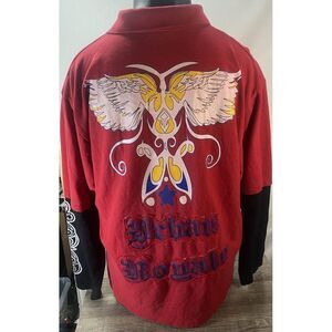 Old Skool Urban‎ Royale Long Sleeve Polo/Rugby Shirt Embroidered Y2K Red XL